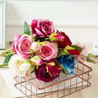Dekorativa blommor 1pc konstgjorda siden 2head rosor vägg bröllop brudtillbehör gåvor box hem trädgårdsfest