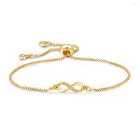 Link Bracelets Fashion Copper Cubic Zircon Endless Love Infinity On Hand Adjustable Chain For Woman Party Jewelry