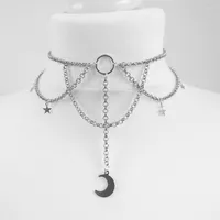 Choker Goth Cley Chain Crescent Moon und Sterne Hexen Halskette