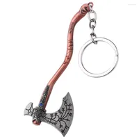 Keychains Vintage Games God of Wars 4 Axe Pendant War Kratos Wapen Caned Patroon Llaveros Key Chain Ring Sieraden