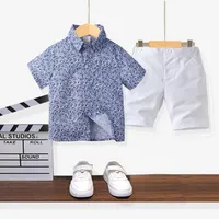 Clothing Sets Suit Baby Clothes Kids Coat Outfits Child Summer Flower Shirt Beach Short Sleeve Shorts Vacation Casual Boys Wear E17178