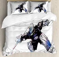 Bedding Sets Hockey Duvet Cover Set Goalkeeper In Hand Drawn Style With Protective Gear A Competitive Game Decorative 3 Piece