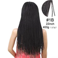 Fashion 2x Braids Wig Nature Black Long Synthetic Hair Wigs для женщин 22 -дюймовый красивой WIG241Z