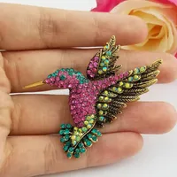 Brooches Etro Color Bird Hummingbird Polychrome Austrian Crystal Brooch Jewelry