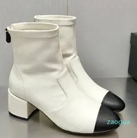 2022 Boots Designer Zip Block Heel Vintage Black Luxury Women's Rain Boots Fashion BootsAutumn Winter Outdoor Shoe