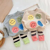 Clothing Sets 2022 Spring Kids Clothing Set Cartoon Long Sleeve Smile Blouse And Loose Pants 2 Pcs Suit T220919