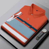 Men's Polos 2022 Summer High-end Golf Embroidered Polo Shirt Men's Short Sleeved T-shirt Fashion Brand Stripe Lapel Top Casual