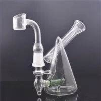 Mini Triangle Glass Bong with 14mm male glass oil burner pipe Thick Pyrex Beaker Bongs Recycler Dab Rigs with banger nail 1pcs244P