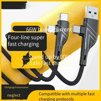 Chargers Cables Tutew 4 In 1 USB Cable Type C for Huawei for IPhone 12 11 Pro Max 3A 60W Fast Charge Micro USB Type-C Cable for Samsung Xiaomi W220924