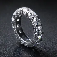 Tamanho 6-12 Micro Pave Moda Hip Hop Men 1Row Rings Copper Jewelry Gold Silver Circle Zirconia ring266s