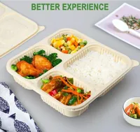 850ml Disposable 4 Parts Safe Meal Prep Containers Microwave Food Storage Lunch Box Food Container Tableware LBB15737