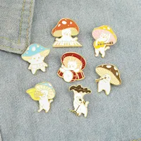 Colorful Mushroom Musical Instruments Pins Alloy Shii-take Modeling Collar Brooches Cartoon Children Music Festival Gift Clothing 3064
