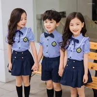 Clothing Sets Summer Kids School Uniform Japanese Student Set Children Boys Girls 2PCs Short Sleeve Navy Suit Primary Kindergarten