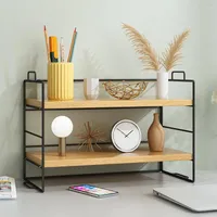 Hooks Single Double Layer Desktop Shelves Home Office Dormitory Desk Bookshelf Organizer Makeup
