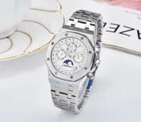 Fashion Silver Gold Men's AP Watches Material de acero inoxidable Butterfly Buckle Quartz Reloj Di￡metro de marcado 43 mm HJ3