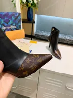 Leder Vorh￤ngeschloss -Kn￶chelstiefel Seite Rei￟verschluss Schuhe Spitzer Zehen Mode Boot Luxus