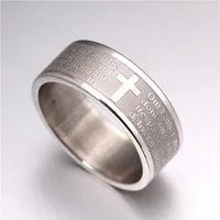 new 30pcs lot silver the English Lord's Prayer etching stainless steel men's Jewelry Rings whole lots284W