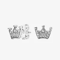925 Sterling Silver Crown Stud Earring Women Gift Jewelry with Original box for Pandora Rose gold plated small Earrings set2699