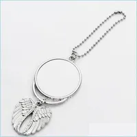 Charms Plated Sier Metal Cars Ornaments Kirsite Hanging Charm Sublimation Blanks Angel Wing Circar Mobile Pendant 4 8Mo J2 Drop Deliv Dh6Cf