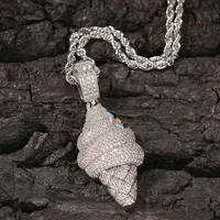 Iced Out Ice Cream Cone Netlace for Men نساء Hip Hop مصمم بلينغ Diamond Pendants Silver Chain Jewelry2107