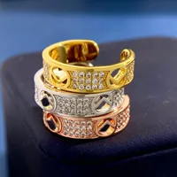 Anillos de la banda de dise￱ador de hombres Joyas Joyas Rose Gold Women Ring Fashion Luxury Pareja Love F Rings With Box Fiesta de bodas Tama￱o de apertura