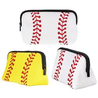 Party Favor Portable Travel Cosmetic Bag Neopreen Material Baseball Zipper Storage Bag 13 Styles
