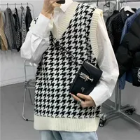 Men's Sweaters Newcomers Autumn And Winter 2021 Vest Sweater Men And Women Loose Plaid Sweater Sleeveless Sweater Vests Korean Clothing J220915