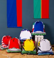 2022 Qatar Worldcup Fan Supplies Flag voetbalontwerper Kleurrijke trekkoord Backpack Backpack World Cup Souvenirs