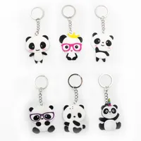 6 Styles Panda Keychains PVC Silicone Cartoon Keychain Pendant Creative Gift Key Chain Keyring JNB15684