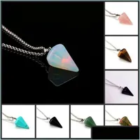 Charms Natural Healing Stone Charms Pendants For Necklace Hexagonal Column Cone New Native Crystals Jewelry Vintage Drop Delivery 202 Dhsfa