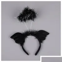 Party -Dekoration Koreanisch wei￟er Engel Fl￼gel schwarz b￶se Stirnband Licht Farbe blinkende Kopfschnuckle PO Show GLOW Weihnachtsgeschenk Drop deliv dhi15