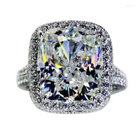 Ringos de cluster Diwenfu 14k anel de moissanita de ouro branco para mulheres Anilos de Bizuteria Bandas de casamento Jewelry Box Anel Gemstone