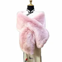 women's Fur & Faux Evening Dress Shawl Artificial Elegant Cloak Warm Coat Wedding Party Pure Collar Chic q4rf#