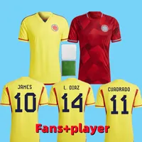 2022 Colombia Away Soccer Jerseys fans speler Falcao James Home Football Shirt Cuadrado National Team Men Kids Kit Camiseta de futbol Maillot -uniform
