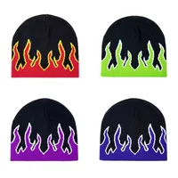 Beanie New Hot Fashion BrandAutomn Winter Unisexe Fire Design Street Dance Trend Hip Hop Tricot Soft Wear Man Bonnet Bonnet Hat Y2209