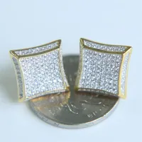 2020 fashion Mens women HIP HOP square Stud Earrings gold filled Cubic Zircon CZ Earrings wedding party jewelry TOP quality3502