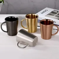 Stainless Steel Coffee Mugs Double Layer Anti Scald Cups With Handle Portable Mug Eco Friendly Drinking Cup Water Bottle TH0466