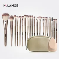 Maange Pro 12 18 20 PCS Makeup Borstes Set Bag svamp Beauty Powder Foundation Eyeshadow Make Up Brush With Natural Hair196s
