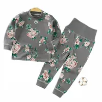 herrsp￥rar barn pojkar bomullspyjama s￤tter tecknad tryck o-hals s￶ta t-shirt toppar med byxor baby flickor barn h￶stkl￤der h3ae#