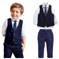 Tracksuits voor heren 3Pieces Set herfst 2022 Children's Leisure Clothing Sets Kids Baby Boy Suit Vest Gentleman kleding voor bruiloften formeel 08xq#