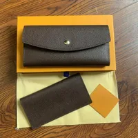 NEW France Designer Women Long Checkbook Wallet Credit Card Po Holder Wallet Brown Mono Gram White Checkered Canvas Leather Fre2486
