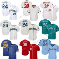 Vintage de b￩isbol 30 Ken Griffey Jr. Jersey Teal Green Hall of Fame Seattle Baseball Jerseys