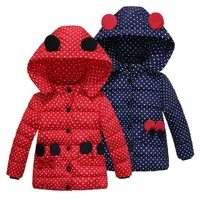 Winter Infant Jacket Autumn for Baby Girls Down Children Bowknot Outerwear Coats Dot Hooded Cotton Kids Clothing