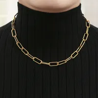 Necklace Women Simple Retro Fashion Paper Clip Necklace Sweater Chain Metal Titanium Steel Clavicle Stainless Steel Necklace 2111366