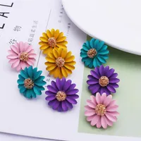 Korean Style Cute Metal Flower Stud Earrings For Women Girl Fashion Big Sweet Earring Femme Brinco Summer Jewelry Gifts281c