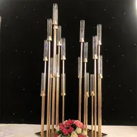 金属ろうそく足の花の花瓶キャンドルホルダーウェディングテーブルセンターピースキャンドラブラ柱スタンドパーティーの装飾1499 D3