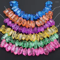Beads Approx 17-21PCS Strand Yellow Pink Natural Quartz Crystal Freeform Stick Point Loose Spacer For Pendant Necklace Making