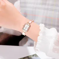 Wristwatches Unique Design Rectangle Dial Diamond Quartz Watch Stainless Steel Ladies Wristwatch Montre Femme Relogio Feminino Drop Ship