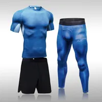 Running Sets 3 Pcs Set Men's Tracksuit Gym Fitness Compression Sports Suit Clothes Jogging Quick Dry Wear Exercise Workout Tights