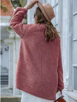 여성 캐주얼 한 느슨한 긴 소매 봉제 가디건 스웨터 탑 버튼 아웃복 코트